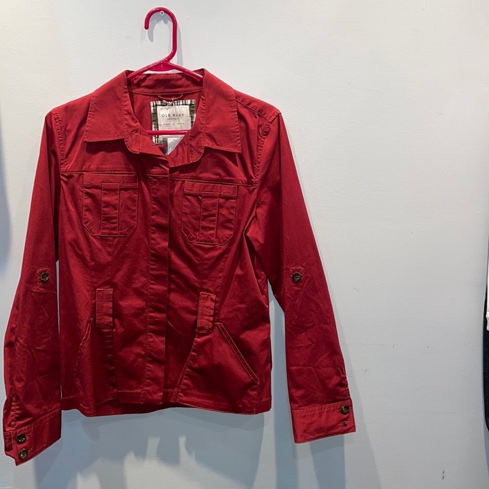 NWT Reddish Orange old navy jacket AS IS and Missing Belt